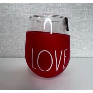NWT Rae Dunn Stemless Wine Glass With Silicone “Love” Graphic Cozie